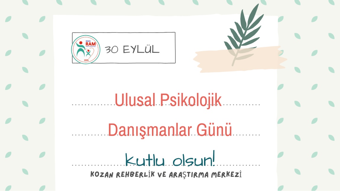 30 Eylül Ulusal Psikolojik Danışmanlar Gününüzü Kutlar; Sağlık, Mutluluk ve Başarı Dolu Yıllar Dileriz.